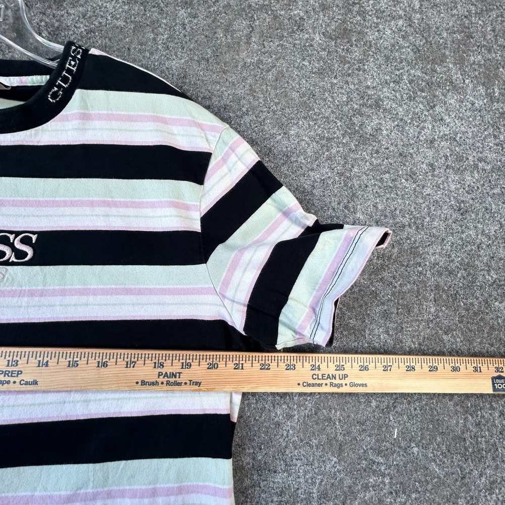 Guess Originals Crewneck T-Shirt Mens M White Black Striped Rogers Short Sleeve - Picture 15 of 16